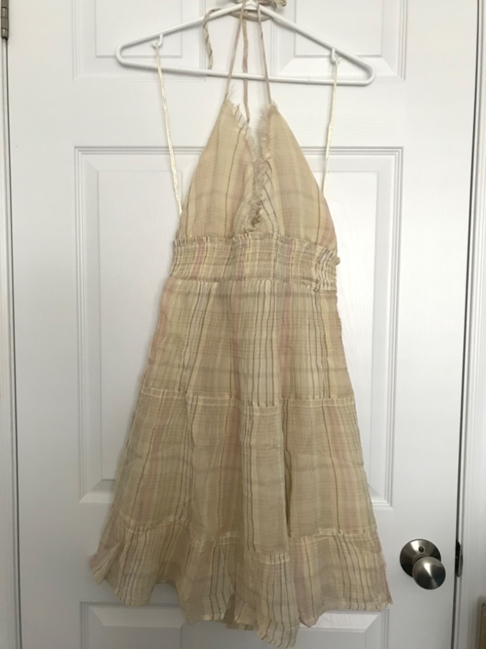 NWT Kimchi Blue Phoebe Cotton Open-Back Halter Knee Length Dress M Yellow - Picture 2 of 11